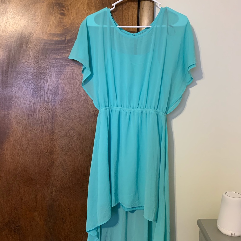 NWT- Forever21 turquoise high low dress